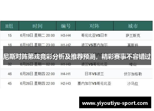 尼斯对阵第戎竞彩分析及推荐预测，精彩赛事不容错过